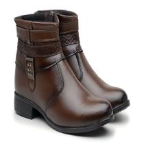 Bota Cano Curto Feminina Salto Quadrado Bico Redondo - EMOT SHOES