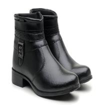 Bota Cano Curto Feminina Salto Quadrado Bico Redondo Bota Cano Curto Feminina Salto Quadrado Bico Redondo