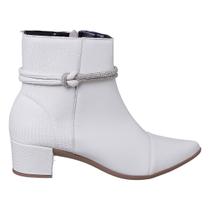 Bota Cano Curto Feminina Salto Quadrado Grosso Médio Moda