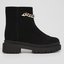 Bota Cano Curto Griffe Corrente Camurça Tratorada Feminina Bota Cano Curto Griffe Corrente Camurça Tratorada Feminina