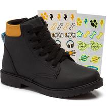 Bota cano curto infantil masculina rock kids com adesivo klin ref: 154095 28/36