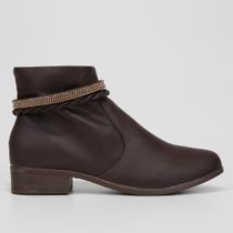 Bota Cano Curto Look Fashion Faixa Hotfix Feminina