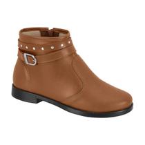 Bota Cano Curto Molekinha Feminino Detalhes Strass Menininha Conforto