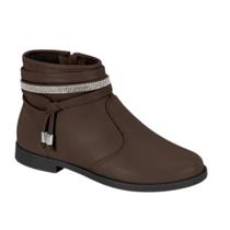 Bota Cano Curto Molekinha Feminino Detalhes Strass Menininha Conforto