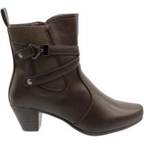 Bota Cano Curto Mooncity Salto Geométrico Tiras Feminina