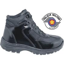 Bota Cano Curto Padrão Couro Alto Brilho Borzeguim Tamanho: 39Cor:Preto Bota Cano Curto Padrão Couro Alto Brilho Borzeguim Tamanho: 39Cor:Preto