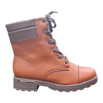 Bota Cano Curto Piccadilly Maxi Anabela Médio - Conhaque