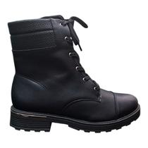 Bota Cano Curto Piccadilly Maxi Anabela Médio - Preto