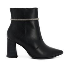 Bota Cano Curto Ramarim Couro Salto Bloco Alto 2468102 Preto