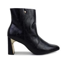Bota Cano Curto Ramarim Salto Bloco Alto 2560101 Preto Dourado