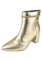 Bota Cano Curto Rosa Chic Calçados Bico Fino Salto Alto Zíper Brilho Strass Feminino Dourado Bota Cano Curto Rosa Chic Calçados Bico Fino Salto Alto Zíper Brilho Strass Feminino Dourado