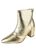Bota Cano Curto Rosa Chic Calçados Bico Fino Salto Alto Zíper Feminino Dourado Bota Cano Curto Rosa Chic Calçados Bico Fino Salto Alto Zíper Feminino Dourado