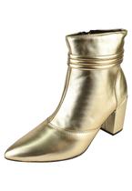 Bota Cano Curto Rosa Chic Calçados Bico Fino Salto Alto Zíper Feminino Dourado Bota Cano Curto Rosa Chic Calçados Bico Fino Salto Alto Zíper Feminino Dourado