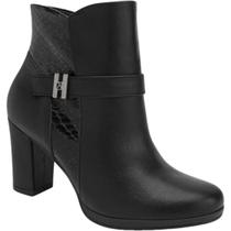 Bota Cano Curto Salto Bloco Conforto Tendência 130237 Piccadilly Preto