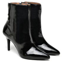 Bota Cano Curto Salto Fino Médio Verniz Preto Ella's
