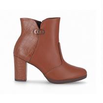 Bota Cano Curto Salto Forrado Piccadilly 130240 Feminina - Conhaque