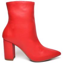 Bota Cano Curto Salto Grosso Médio Napa Vermelho Ella's