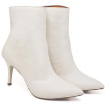Bota Cano Curto Salto Médio Napa Off White Ella's