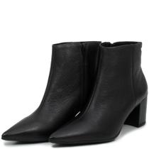 Bota Cano Curto Solis Salto Bloco Em Couro
