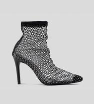 Bota Cano Curto Tela CBK Lycra Strass Preto