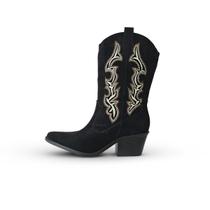 Bota Cano Curto Texana Country Camurça Preta - Valência