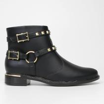 Bota Cano Curto Vizzano Tiras Tachas Feminina