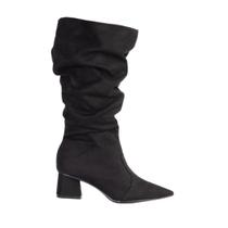 Bota Cano Longo Bebecê 3842045 Preta Camurça Salto Grosso - Preto 35