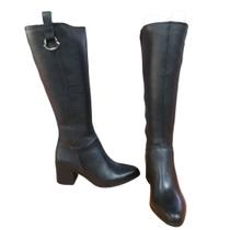 Bota cano longo couro burnish preto
