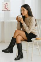 Bota Cano longo feminina preta mississipi Bota Cano longo feminina preta mississipi