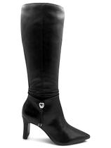Bota Cano Longo Giulia Domna Couro Preto Salto Alto 593008 Bota Cano Longo Giulia Domna Couro Preto Salto Alto 593008