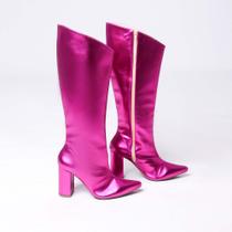 Bota Cano Longo Metalizada Pink