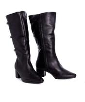Bota Cano Longo Ramarim Salto Médio Couro Preto Bota Cano Longo Ramarim Salto Médio Couro Preto