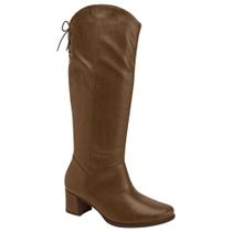 Bota Cano Longo Salto Forrado Piccadilly 654050 Feminina - Camel