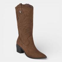 Bota Cano Longo Western Via Marte Camurça Conhaque