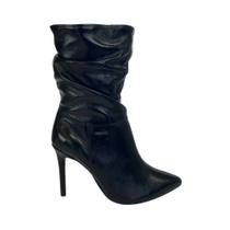 Bota Cano Médio Bottero 347004 Feminino Preto em couro salto fino