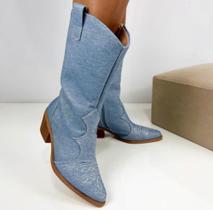 Bota cano médio jeans Bota cano médio jeans