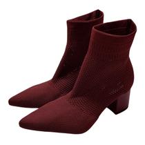 Bota Cano Médio Knit Burgandy