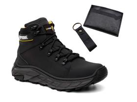 Bota Cano Médio Masculina Couro Nobre + Porta Cartão