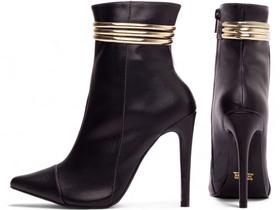 Bota Cano Médio Salto Alto Fino Stiletto Bico Fino Feminina 12 cm Preta Torricella Bota Cano Médio Salto Alto Fino Stiletto Bico Fino Feminina 12 cm Preta Torricella