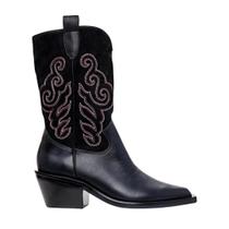 Bota Carrano Feminina Western Bordado Black Smooth Couro Bota Carrano Feminina Western Bordado Black Smooth Couro