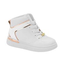 Bota Casual Branco e Dourado Kids Detalhe Metalizado Molekinha