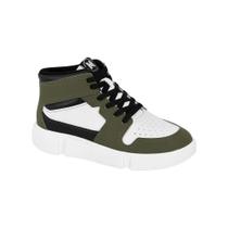 Bota Casual Branco e Verde Kids Solado Alto Cano Baixo Molekinho