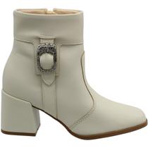 Bota Casual Cano Mèdio Moleca Fivela Cravejada Napa Berlim Feminina Bota Casual Cano Mèdio Moleca Fivela Cravejada Napa Berlim Feminina