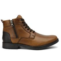 Bota Casual Coturno Couro Masculino Atacador Cano Curto Zíper Lateral Urbana Versátil Marrom