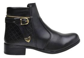 Bota Casual Coturno Feminino Cano Curto Fechamento Em Ziper Bota Casual Coturno Feminino Cano Curto Fechamento Em Ziper