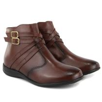 Bota Casual Couro Feminina Cano Curto Lisa Básica Dia a Dia