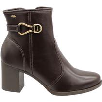 Bota Casual Dakota Vieri Ristretto Aplique Salto Médio Grosso Feminina