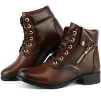Bota Casual Feminina Cano Curto detalhe em zíper lateral