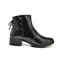 Bota Casual Feminina Couro Cano Curto Bico Redondo Moderna