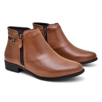 Bota Casual Feminina Couro Com Zíper Cano Baixo Confortável Bota Casual Feminina Couro Com Zíper Cano Baixo Confortável